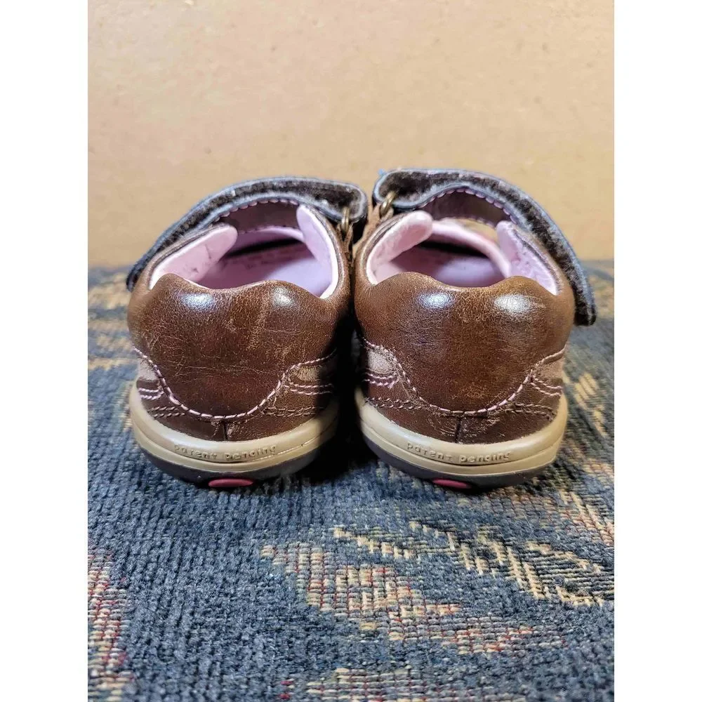 Stride Rite Carly Brown and Pink Mary Janes Shoes Size 4 W